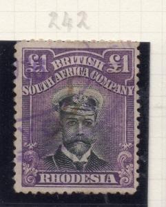 Rhodesia 1913-22 GV Admiral Type Early Issue Fine Used £1. 274465