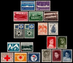 ✔️ NETHERLANDS 1957 - COMPLETE YEAR SET - NVPH 688/706 ** MNH OG 