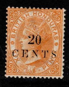 BRITISH HONDURAS SG29 1888 20c on 6d YELLOW MTD MINT