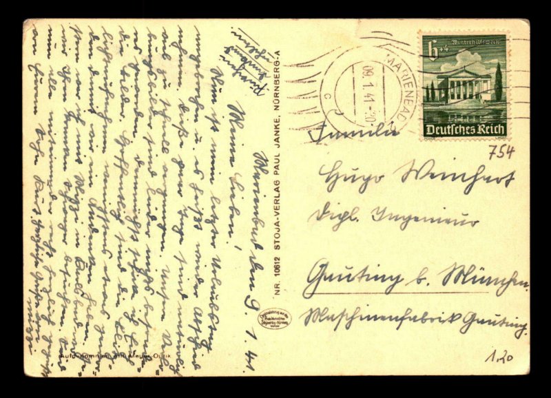 Germany 1941 Real Photo Post Card / Small Top Tear / Used - L7847