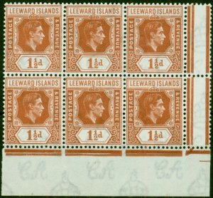 Leeward Islands 1938 1 1/2d Chestnut SG101 V.F MNH Block of 6