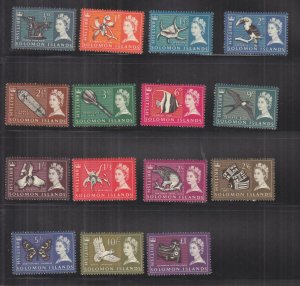 SOLOMON ISLANDS, 1965 QE definitive set of 15, mnh.