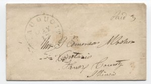 1850s Sauquoit NY stampless cover paid 3 rate [y8774]