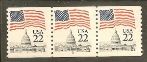 USA  Scott  2115  Flag   MNH  Strip of 3