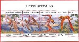 A4084 - MALDIVES - ERROR MISPERF, Miniature s: 2018 Flying Dinosaurs, Prehistory