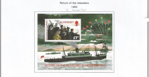 ALDERNEY - 1995 - Return of the Islanders - Perf Souv Sheet -Mint Lightly Hinged