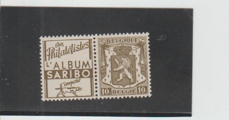 Belgium Scott# 267 with Saribo Album Advertising Label Attached)