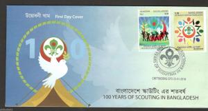 Bangladesh 2016 100th Anniversary of Scouting Emblem Dove  FDC # 16063