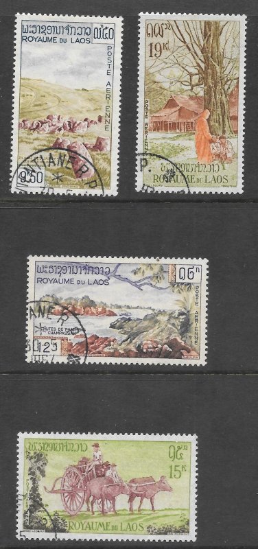 LAOS Scott C35-C38 Used Complete set air mail stamps  2017 CV $2.75