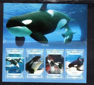 ST. THOMAS & PRINCE #2715 2014 ORCAS MINT VF NH O.G M/S4