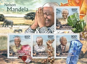 C A R - 2012 - Nelson Mandela & Minerals - Perf 4v Sheet - Mint Never Hinged