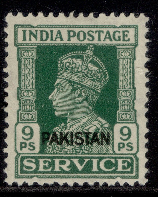 PAKISTAN GVI SG O3, 9p green, M MINT.