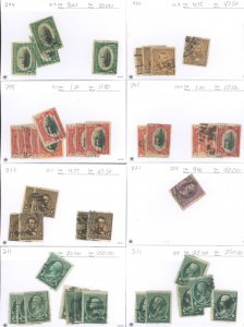 U.S. #294, 223, 295, 222, 221, 211 SET OF USED STAMPS/MIXED CONDITION