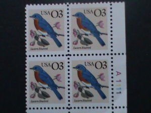 SCOTT  2478  EASTERN BLUEBIRD  3¢  PLATE BLOCK  MNH  SHERWOOD STAMP