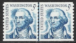 USA 1966 5c George Washington Coil Line Pair Sc 1304 Siny Gum MNH