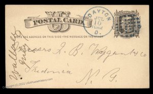 USA 1870s Dayton Ohio Blue Cancel Postal Card Cover 96368