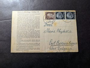 1942 Germany Concentration Camp Folded Letter Cover Dachau to Zichenau Poland