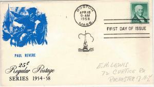 Rare Eric Lewis Liberty Series FDC 1048 Paul Revere 25c Boston MA Only 3 Known
