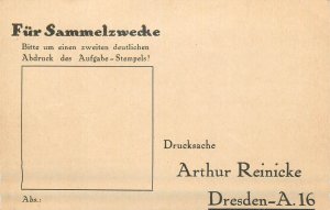 E0053 Drucksache (printed matter) German postcard Arthur Reinicke in Dresden
