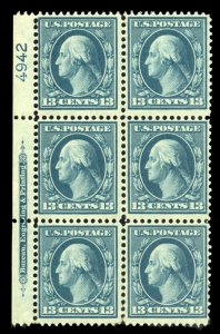 United States, 1904-9 #339 Cat$500, 1909 13c blue green, left margin plate nu...