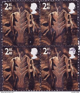 GREAT BRITAIN Wales 1999 QEII 2nd Block of 4 Brown SGW83 FU