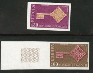 FRANCE Scott 1209-10 MNH** Europa 1968 Imperforate set CV...