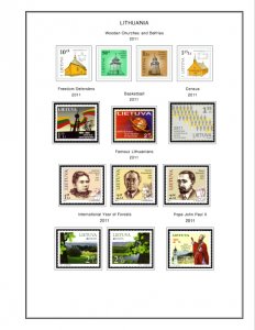 COLOR PRINTED LITHUANIA 1990-2019 STAMP ALBUM PAGES (103 illustrated pages)