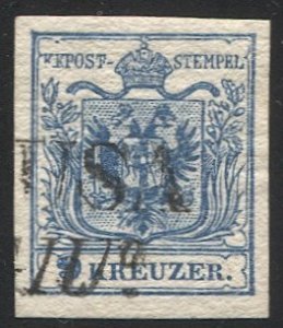 AUSTRIA 1850 9kr Type IIIa Sc 5g HP, part (RAG)USA Croatia cancel, cv $57