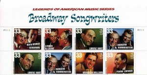 US Scott #3345-50 Broadway SongwritersTop Block of 8 w/Title MNH