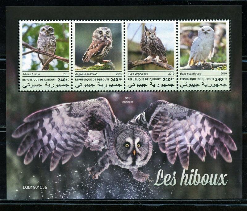 DJIBOUTI  2019  OWLS  SHEET MINT NH