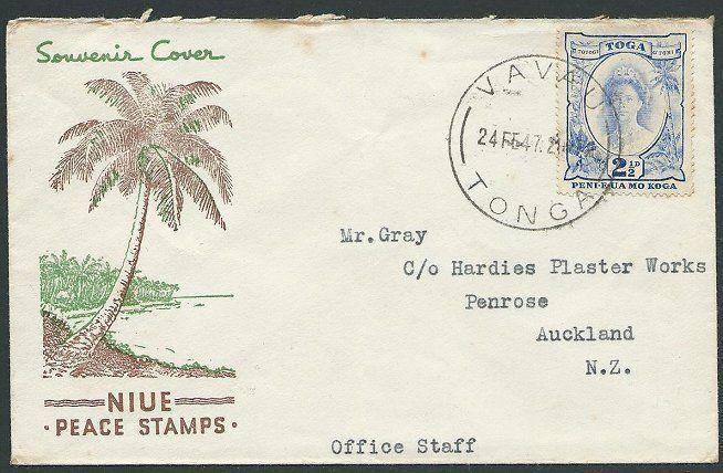 TONGA 1947 cover VAVAU to New Zealand......................................44704