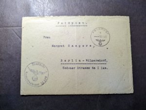 1943 Germany Channel Islands Feldpost Cover and Folded Letter to Berlin