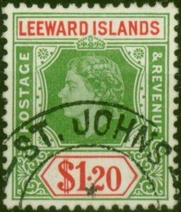 Leeward Islands 1954 $1.20 Yellow-Green & Rose-Red SG138 V.F.U