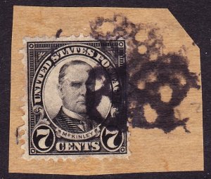 Scott 559, Used Tied on Piece, 7c McKinley with Odd Cancel, Sm Flts