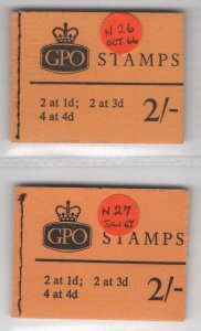 GB Booklets N26 2s October 1966 + N27 2s January 1967