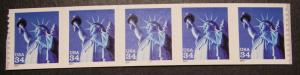 Scott 3477, 34c Statue of Liberty, PNC5 #1111, MNH Coil Beauty