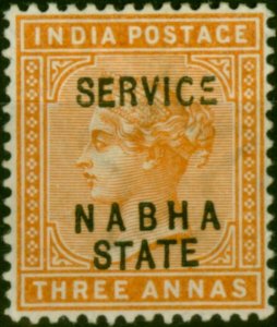 Nabha 1889 3a Orange SG011 Fine MM