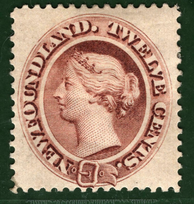 Canada NEWFOUNDLAND QV Stamp SG.28 12c Red-brown (1865) LMM Cat £650 GBLUE10