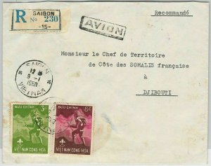 45336 - VIETNAM - POSTAL HISTORY - registered letter to Djibouti!! 1960...-