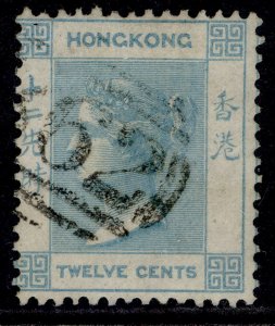 HONG KONG QV SG3, 12c pale greenish blue, FINE USED. Cat £65.