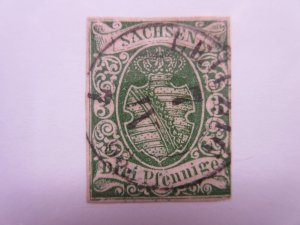 German States SAXONY Scott 2 FIRST PRINTING USED Lot11 Cat $95