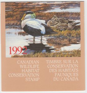 Canada - #FWH8 1992 Wildlife Conservation Stamp Booklet - Eider Duck