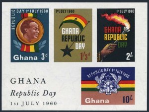 Ghana 78-81,81a, MNH. Mi 80-83, Bl.2. Republic Day, 1960. President Nkrumah.