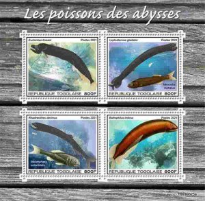 Togo - 2021 Deep Sea Fish, Dragonfish - 4 Stamp Sheet - TG210325a