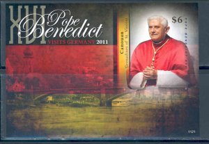 CANOUAN  POPE BENEDICT XVI VISITS GERMANY SOUVENIR SHEET IMPERF  MINT NH 