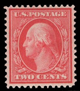 MOMEN: US STAMPS #358 2c BLUE PAPER MINT OG H VF LOT #78358-2