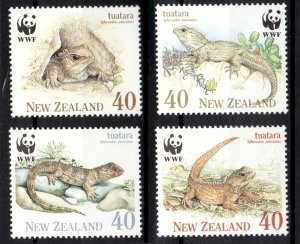 1991 New Zealand Sc #1023-1026 Lizards WWF - MNH stamp set Cv$4.80