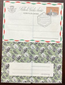 D)1957, PORTUGAL, AEROGRAM, WITH STAMP OF MOZAMBIQUE AND ARCHITECTURE S