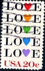 Love, USA stamp SC#2072 used