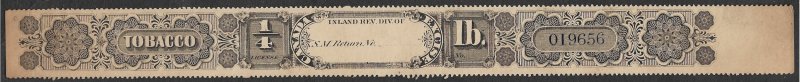 CANADA 1880-85 1/4th LB Black Tobacco Tax Paid Revenue P-308